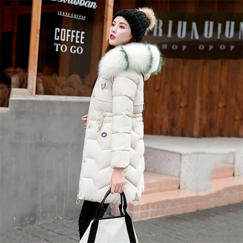 Осенне-зимнее пальто женское бежевое, свободная парка с меховым воротником и капюшоном, новинка 2020, весеннее корейское модное тонкое теплое пальто JD762 - 4