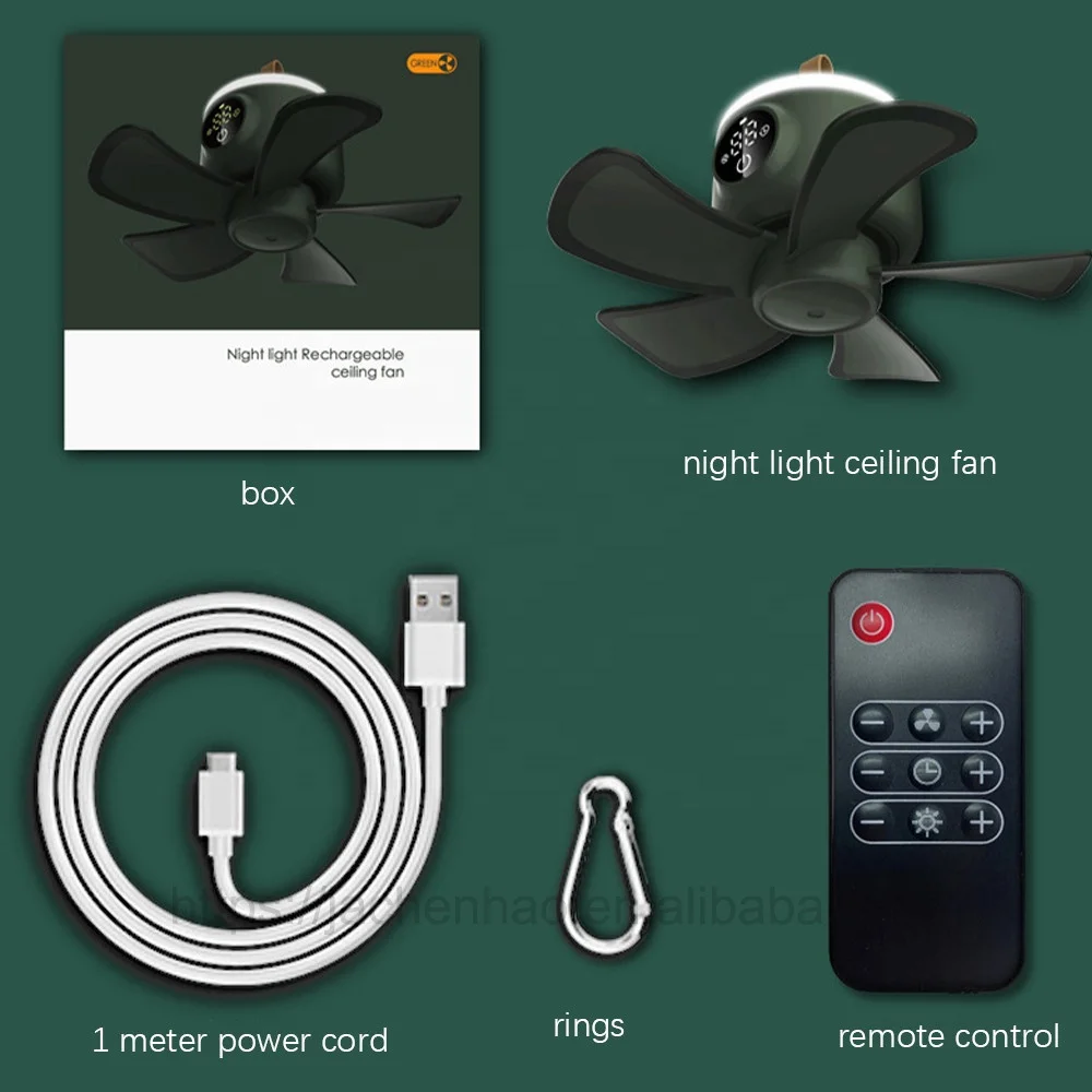 Потолочный вентилятор с дистанционным управлением и питанием от USB, воздушный охладитель, 4-скоростной USB-вентилятор для кровати, дома, кемпинга, на открытом воздухе, Подвесной вентилятор для кемпинговых палаток - 5