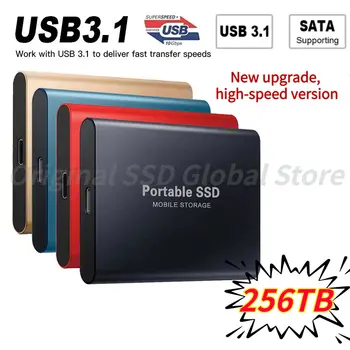 Портативный SSD 2 ТБ Внешний твердотельный накопитель 256 ТБ 128 ТБ Высокоскоростной Внешний жесткий диск M.2 С Интерфейсом USB 3.1 Диск массового хранения