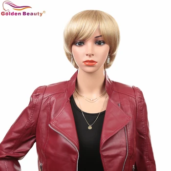 Golden Beauty 6-дюймовый парик из синтетических волос, Короткий Боб, Парики с челкой, Высокотемпературное волокно Для белых женщин