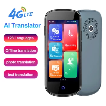 Умный голосовой переводчик HGDO 128 языков Мгновенный двусторонний перевод 4G + WiFi Портативный для путешествий, обучения, деловых встреч
