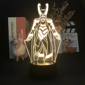 Скандинавский Бог Локи, 3D ночник для декора спальни, Милый красочный подарок на День Рождения, светодиодная лампа в стиле Манга для детей, прекрасный подарок