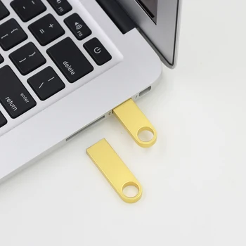 Высококачественная Сталь Meta Водонепроницаемые USB-Флешки PenDrive Золотой/Серебряный флэш-накопитель Pen Drive USB 2.0 64GB 32GB 16GB 8G 4G Mini