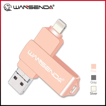 WANSENDA OTG USB 3,0 Флэш-накопитель для iPhone/Android/ПК 128 ГБ 64 ГБ 32 ГБ 16 ГБ 8 ГБ Флешка 3 в 1 Micro USB Memory Stick