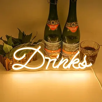 Неоновая вывеска для напитков CHUANQI, светодиодная для украшения стен бара, питание от USB, Теплый белый, подходит для клубной вечеринки или мужского кафе