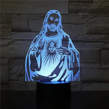 3D Лампа Крест Иисус Библия Ночник Акриловая Пластина Сенсорный Домашний Декор Праздничные Подарки Для Друга