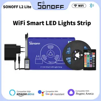 SONOFF L2 Lite Smart Wifi светодиодная лента 5 М с регулируемой яркостью ЕС/США Гибкие RGB полосы Приложение дистанционное управление Работа с Alexa Google Home