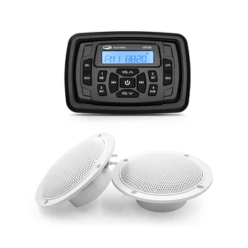 Водонепроницаемая Лодочная Стереосистема Морской Аудио Bluetooth Радио FM AM Приемник Автомобильный MP3-Плеер + 4-дюймовые Морские Колонки Для RV ATV Яхты
