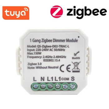 Tuya Zigbee 3.0 Диммер Smart Switch Module Без Нейтрали 2-Полосный Пульт Дистанционного Управления Smart Light Switch Relay Google Assistant Alexa Echo