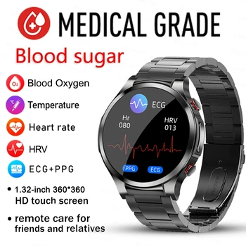 Безболезненное измерение уровня сахара в крови, ЭКГ + PPG, Смарт-часы Для Мужчин, Частота сердечных сокращений, уровень кислорода в крови, Умные Часы Для Женщин, Водонепроницаемые Спортивные часы