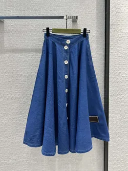 Ковбойская длинная юбка в пол, однобортный дизайн, большой подол юбки, повседневная мода 2023, летняя новинка 0412