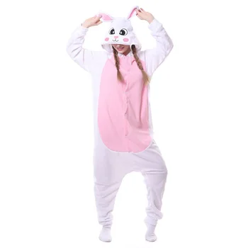6 Моделей Комбинезоны с Кроликами, Милые Кигуруми, Розово-белые Флисовые пижамы с животными, костюм Кролика, Карнавальный Праздничный наряд, Зимняя Пижама