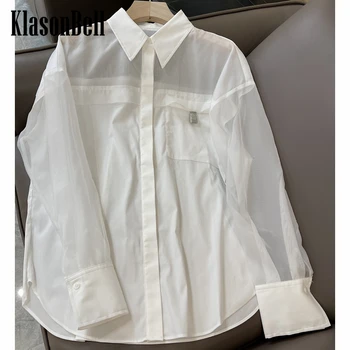 7,19 KlasonBell Темперамент Винтажное украшение с карманами из бисера, женская рубашка с длинным рукавом из органзы