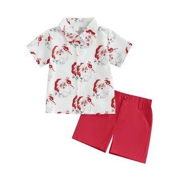 Летняя одежда для маленьких мальчиков, рубашки на пуговицах с коротким рукавом и цветочным рисунком, повседневные шорты, комплект одежды для мальчиков 1-6 лет