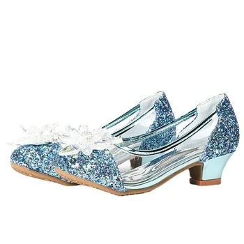 Кожаные туфли Принцессы для девочек; Коллекция 2023 года; Весенняя Новинка; Брендовая Детская Прогулочная обувь на высоком Каблуке; Модная Обувь Для Выступлений с Кристаллами