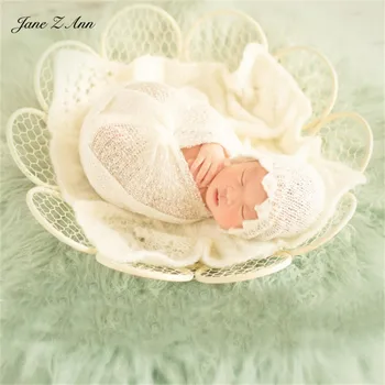 Реквизит в стиле детской фотографии Джейн Зи Энн ретро белые цветы из кованого железа круглая сетка Реквизит для фотосъемки новорожденных корзина для фотографий