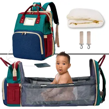 складная детская кроватка 3в1, сумка для подгузников для мамы, Органайзер, Переносная Дорожная станция для смены подгузников с USB-портом для зарядки