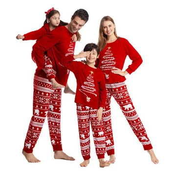 Модный комплект пижам для рождественской семьи 2023 года, Красная одежда для мамы и детей, Рождественские пижамы для семьи, комплект одежды