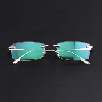 Высококачественные Серебряные Деловые Квадратные очки без оправы из Серебра 925 пробы, Мужские И женские Очки для близорукости по Рецепту, Персонализированные Очки для чтения