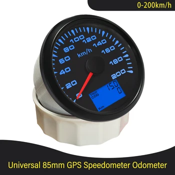 Универсальный 0-120 км/ч, 0-200 км/Ч, Автоматический GPS Спидометр, Одометр, Велометр с 8 различными подсветками, 85 мм, 9-32 В, Водонепроницаемый