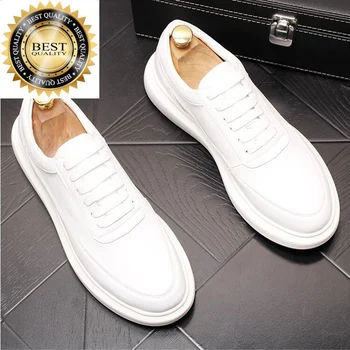 модная белая обувь; мужская летняя повседневная обувь из натуральной кожи на шнуровке; дышащие кроссовки на плоской платформе; zapatos hombre; обувь
