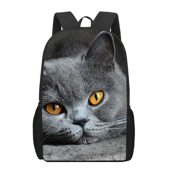 Британская короткошерстная кошка, школьные сумки для девочек и мальчиков, Детские рюкзаки с принтом, женские сумки Mochila, Студенческая сумка для книг, Детская сумка через плечо