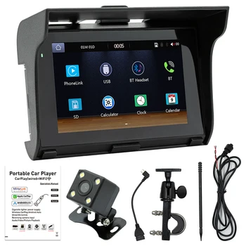 Портативный мультимедийный плеер 5-дюймовый GPS-навигатор с сенсорным экраном Беспроводной Carplay Android Auto Mirrorlink Мотоцикл стерео видеорегистратор