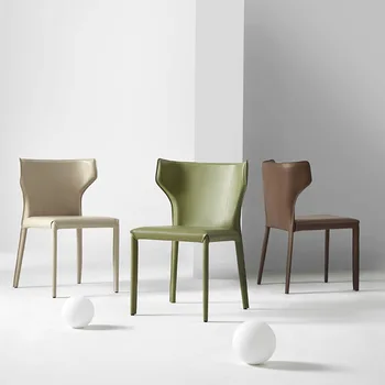 Итальянское минималистичное седло, Дизайнерское Кожаное кресло высокого класса, Простое Кресло для переговоров в отеле, Кожаное Обеденное кресло 2023