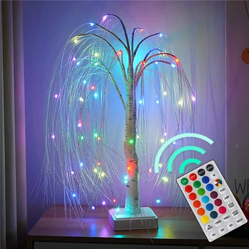 50 см RGB LED Willow Night Light Настольная лампа с 7 режимами 18 цветов Атмосферный ночник для вечеринки, спальни, гостиной