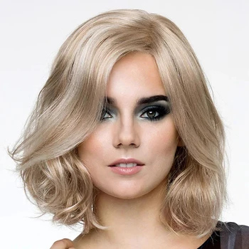 Светлые Короткие волнистые синтетические волосы, Костюмные Парики для женщин, синтетический парик, прямой парик Боб, Короткий коричневый синтетический парик с челкой