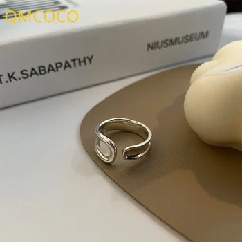 QMCOCO, Корейский Простой стиль INS, Открытое Регулируемое кольцо, Женское Новое Серебряное модное кольцо на указательный палец, модные индивидуальные подарки