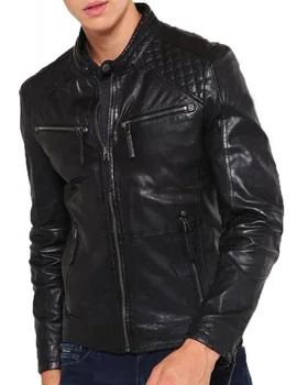 Мужская кожаная куртка -мужская мотоциклетная кожаная куртка из 100% натуральной овечьей кожи
