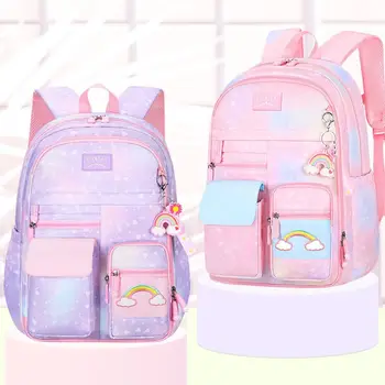 Школьные сумки градиентного цвета, Детский рюкзак большой емкости, Высококачественные детские сумки для книг для детского сада, начальной школы
