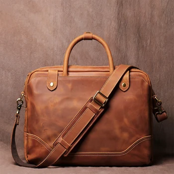 Винтажный мужской портфель из натуральной кожи, мужские сумки для ноутбуков, мужская сумка, деловые офисные сумки, сумки-тотализаторы для документов