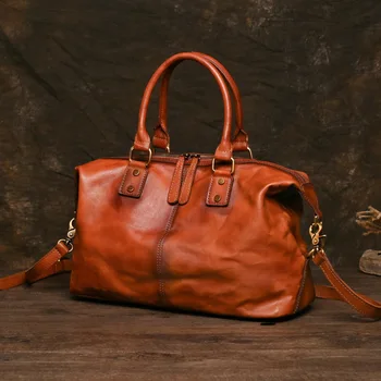 Женская сумка на молнии, Винтажная деловая сумка через плечо из натуральной коровьей кожи, большая вместительная сумка с верхней ручкой, сумки-тотализаторы