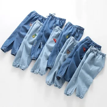 Детские Джинсовые брюки 2023 года, Новые Летние Детские Повседневные Свободные Мягкие Джинсовые Брюки Для мальчиков И Девочек, Детские Дышащие Брюки От Комаров