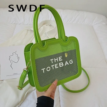SWDF Модная Прозрачная Большая Сумка-тоут, Сетчатая Маленькая Квадратная сумка, Дизайнерские Прозрачные Женские сумки, Роскошные сумки через плечо, 2023