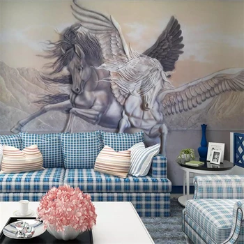 beibehang Пользовательские обои 3d фотообои стерео рельеф ангел лошадь спальня ТВ фон украшение стены живопись 3d обои