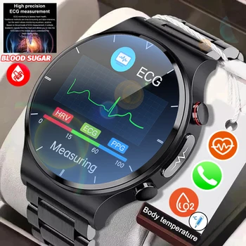 Мужские умные часы ЭКГ, монитор уровня глюкозы в крови, умные часы для мужчин, кровяное давление, Температура тела, водонепроницаемый фитнес-трекер + коробка