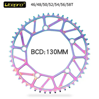 Красочное Складное Велосипедное Кольцо 130BCD 46/48/50/52/54/56/58 T Узкое Широкое Звездное колесо с одной Скоростью BMX Rainbow Bike Crankset Plate