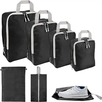 Новые упаковочные кубики, набор Органайзеров для хранения в путешествиях С сумкой для обуви, Сетчатый Визуальный Багаж, Переносная легкая сумка для чемодана