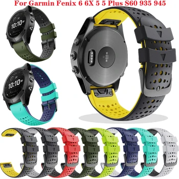 JKER 26-22 Мм Силиконовый Ремешок Quickfit для Часов Garmin Fenix 6X Pro Watch Easyfit Ремешок на Запястье Для Умных часов Fenix 6 Pro