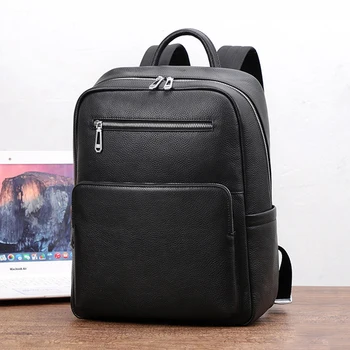 Кожаный рюкзак AETOO, мужской рюкзак из воловьей кожи с головным слоем, сумка для компьютера большой емкости, рюкзак для путешествий с несколькими карманами