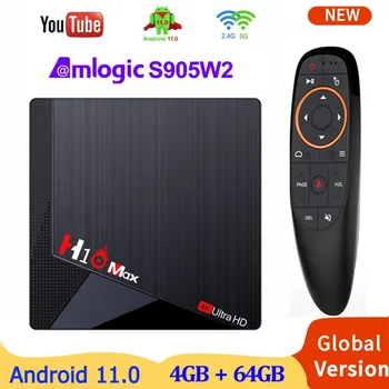 MAX Amlogic S905W2 Smart TV Box Android 11 4G B 32GB 64GB 5G Wifi Youtube BT Медиаплеер TVBOX 4K AV1 телеприставка 2G 16G