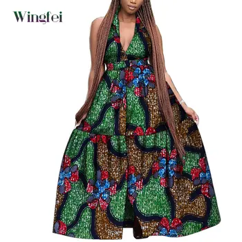 Африканская одежда для женщин, Большие Размеры, Наряд в стиле Дашики, Модный Халат Boubou Africaine Femme, Африканские Женские Макси Длинные Платья WY9327
