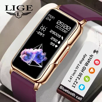 Женские Смарт-часы LIGE, Мужские Смарт-часы с Bluetooth-подключением, Музыкальный Фитнес, Спортивный браслет, Монитор сна, 1,47-дюймовые Мужские смарт-часы Для женщин