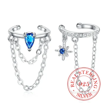 Серебряные двухслойные серьги-клипсы Klein Blue из стерлингового серебра 925 пробы без застежек для женщин, подарок для свадебной вечеринки, женские подвески