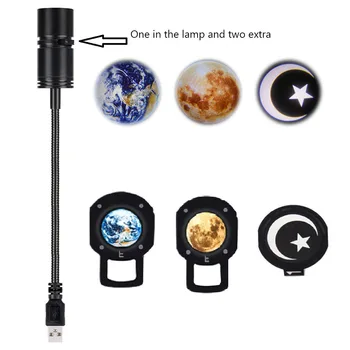 Светодиодная USB Проекторная Лампа Moon Earth Фото для Поворотного Кронштейна на 360 ° USB Led Ночник Проекционная Лампа для Домашнего Декора Спальни