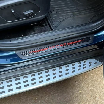 4 шт., защитная декоративная наклейка на порог двери автомобиля из настоящего углеродного волокна, боковые двери в полоску для Kia Sportage NQ5