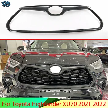 Для Toyota Highlander XU70 2021 2022 Стиль Углеродного волокна Передняя центральная Сетчатая решетка Крышка решетки Радиатора Отделка полосы Радиатора